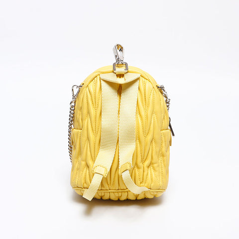 Miu Miu Matelasse Micro Backpack Logo Shoulder Bag yellow WS14626