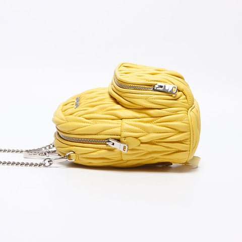 Miu Miu Matelasse Micro Backpack Logo Shoulder Bag yellow WS14626