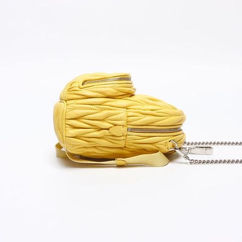 Miu Miu Matelasse Micro Backpack Logo Shoulder Bag yellow WS14626