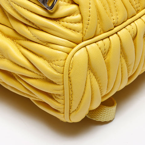 Miu Miu Matelasse Micro Backpack Logo Shoulder Bag yellow WS14626
