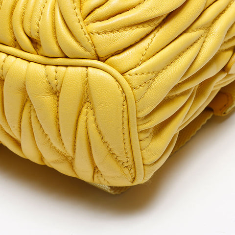 Miu Miu Matelasse Micro Backpack Logo Shoulder Bag yellow WS14626