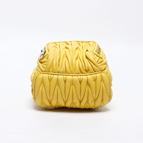 Miu Miu Matelasse Micro Backpack Logo Shoulder Bag yellow WS14626