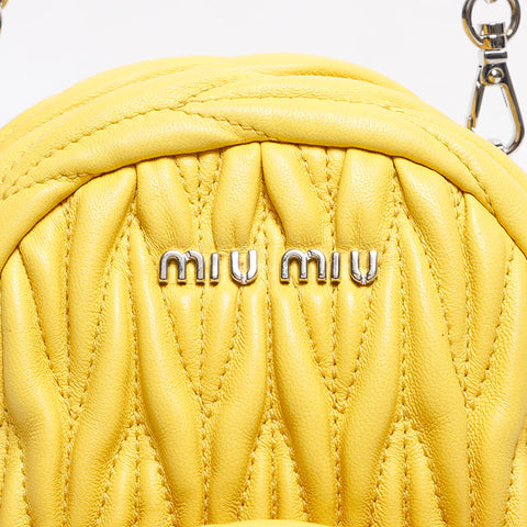 Miu Miu Matelasse Micro Backpack Logo Shoulder Bag yellow WS14626
