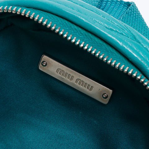 Miu Miu Matelasse Micro Backpack Logo Shoulder Bag blue WS14627