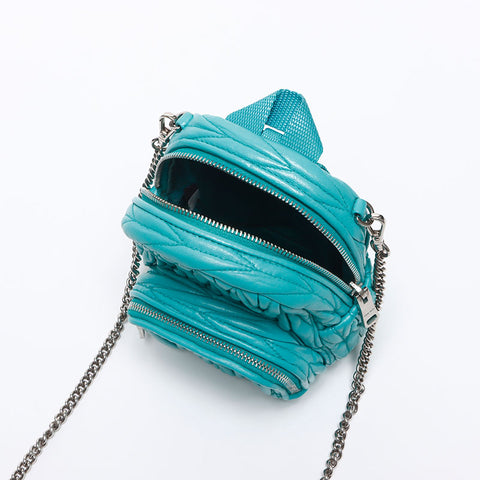 Miu Miu Matelasse Micro Backpack Logo Shoulder Bag blue WS14627