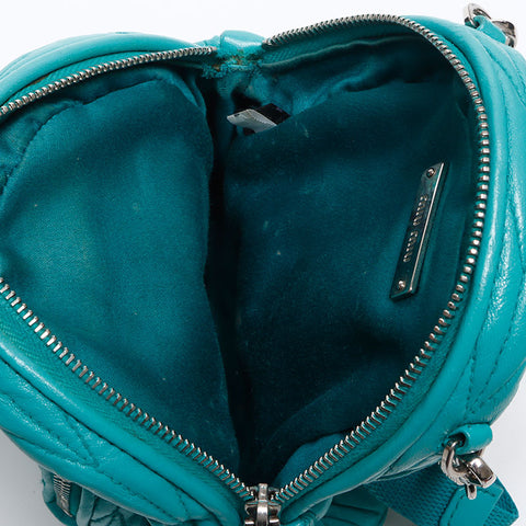 Miu Miu Matelasse Micro Backpack Logo Shoulder Bag blue WS14627