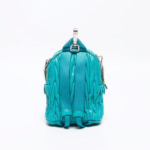Miu Miu Matelasse Micro Backpack Logo Shoulder Bag blue WS14627