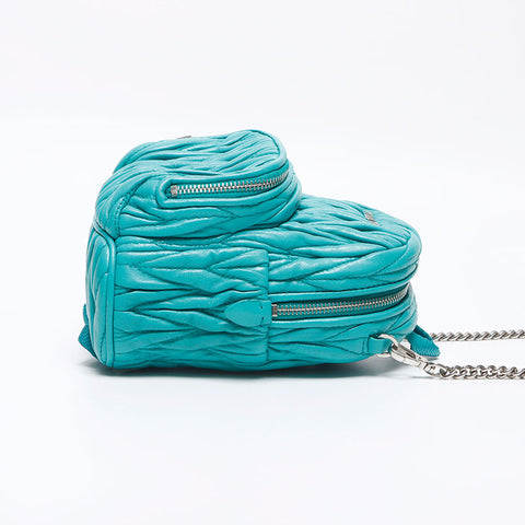 Miu Miu Matelasse Micro Backpack Logo Shoulder Bag blue WS14627