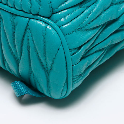 Miu Miu Matelasse Micro Backpack Logo Shoulder Bag blue WS14627