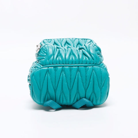 Miu Miu Matelasse Micro Backpack Logo Shoulder Bag blue WS14627