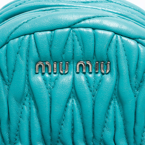 Miu Miu Matelasse Micro Backpack Logo Shoulder Bag blue WS14627