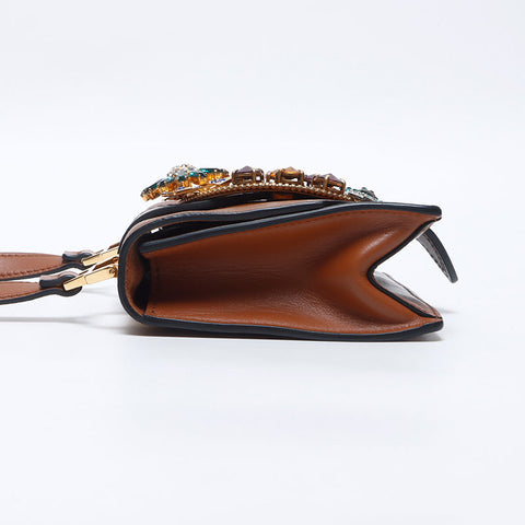 Miu Miu Beaded rhinestone lady bag Shoulder Bag Brown WS14630