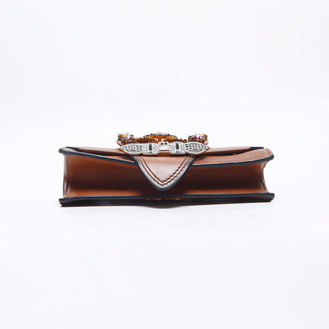 Miu Miu Beaded rhinestone lady bag Shoulder Bag Brown WS14630