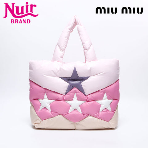 Miu Miu Nylon Star Padded Tote Bag pink WS14632