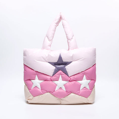 Miu Miu Nylon Star Padded Tote Bag pink WS14632