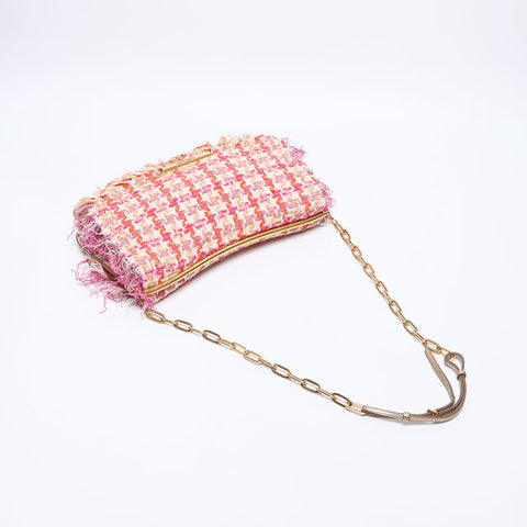 Miu Miu Tweed Chain Shoulder Bag pink WS14633
