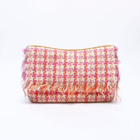 Miu Miu Tweed Chain Shoulder Bag pink WS14633