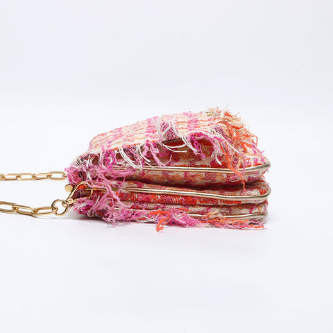 Miu Miu Tweed Chain Shoulder Bag pink WS14633