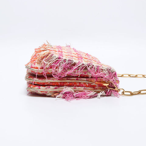 Miu Miu Tweed Chain Shoulder Bag pink WS14633