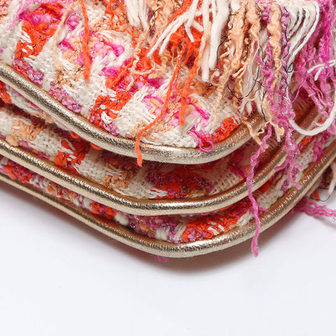 Miu Miu Tweed Chain Shoulder Bag pink WS14633