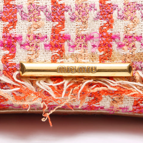 Miu Miu Tweed Chain Shoulder Bag pink WS14633