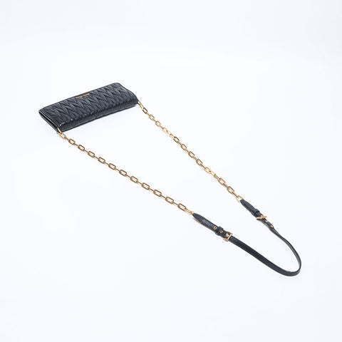 Miu Miu Matelasse Chain Wallet Shoulder Bag black WS14640