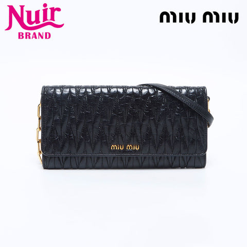 Miu Miu Matelasse Chain Wallet Shoulder Bag black WS14640