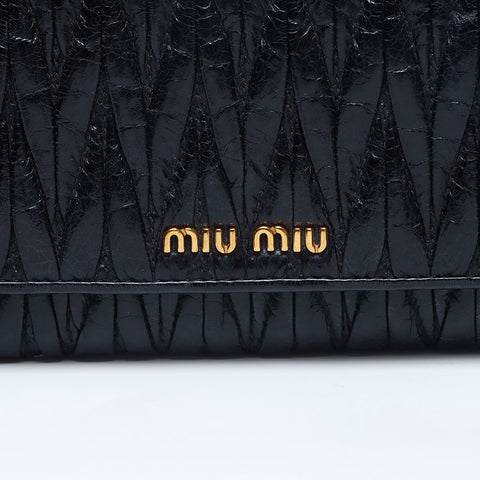 Miu Miu Matelasse Chain Wallet Shoulder Bag black WS14640