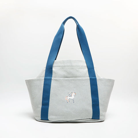 HERMES Mother's bag cabriole Tote Bag blue WS14644
