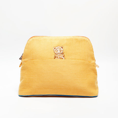 HERMES Mother's bag Passpass leopard with pouch Tote Bag yellow WS14645