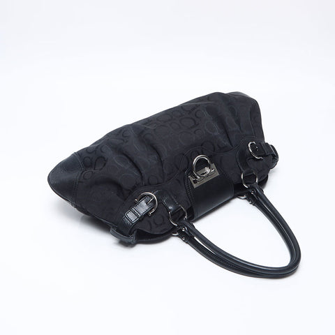 Salvatore Ferragamo Marissa Gancini Canvas Shoulder Bag black WS14646