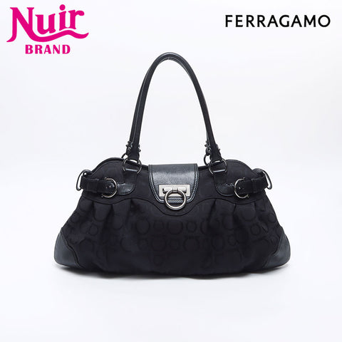 Salvatore Ferragamo Marissa Gancini Canvas Shoulder Bag black WS14646