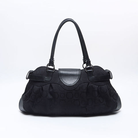 Salvatore Ferragamo Marissa Gancini Canvas Shoulder Bag black