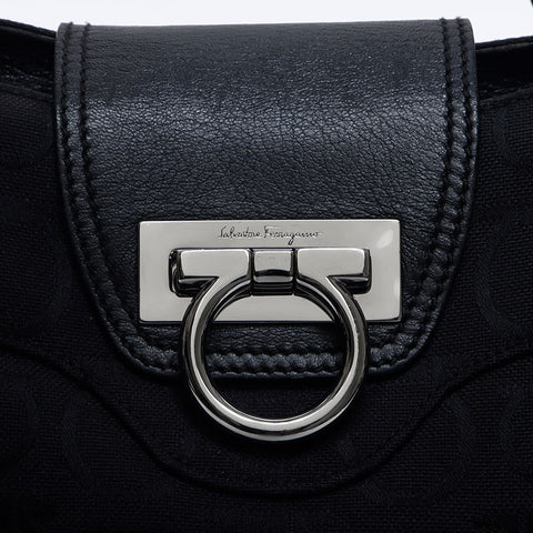 Salvatore Ferragamo Marissa Gancini Canvas Shoulder Bag black WS14646