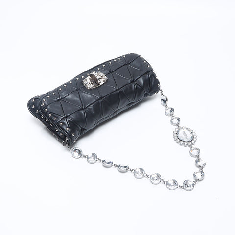 Miu Miu Matelasse Nappa Crystal Shoulder Bag black WS14649