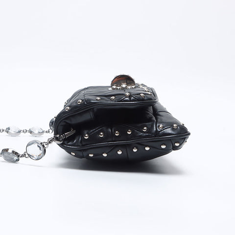 Miu Miu Matelasse Nappa Crystal Shoulder Bag black WS14649