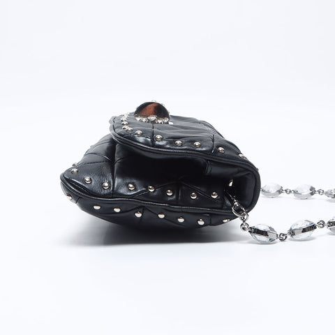 Miu Miu Matelasse Nappa Crystal Shoulder Bag black WS14649