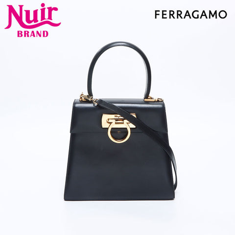 Salvatore Ferragamo 2WAY Gancini Handbag black WS14655
