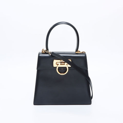 Salvatore Ferragamo 2WAY Gancini Handbag black WS14655