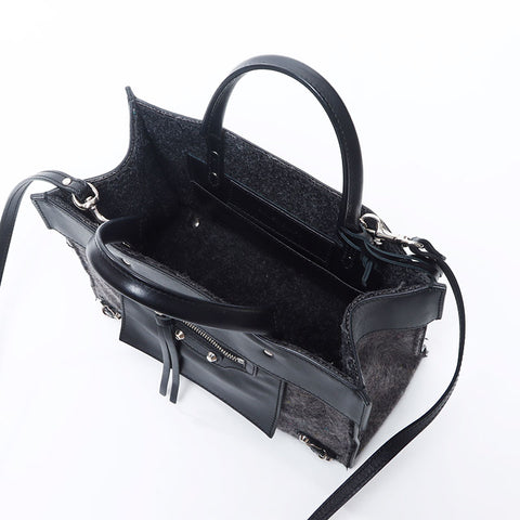 BALENCIAGA Paper Wool Handbag black WS14658