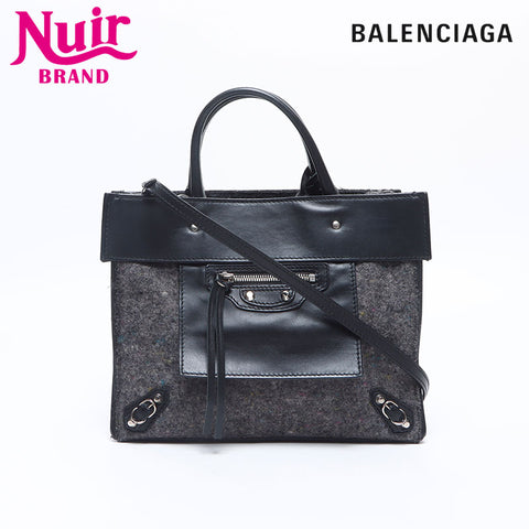 BALENCIAGA Paper Wool Handbag black WS14658