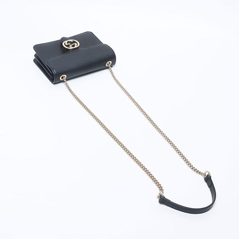 グッチ GUCCI インターロッキング GG チェーン レザー ショルダーバッグ ブラック WS14659