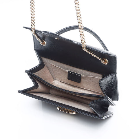 グッチ GUCCI インターロッキング GG チェーン レザー ショルダーバッグ ブラック WS14659