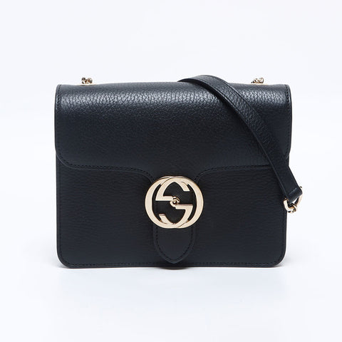 グッチ GUCCI インターロッキング GG チェーン レザー ショルダーバッグ ブラック WS14659