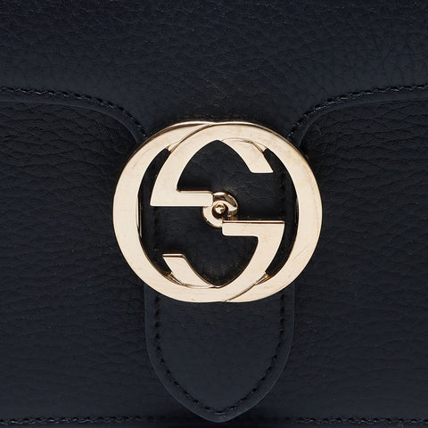 グッチ GUCCI インターロッキング GG チェーン レザー ショルダーバッグ ブラック WS14659