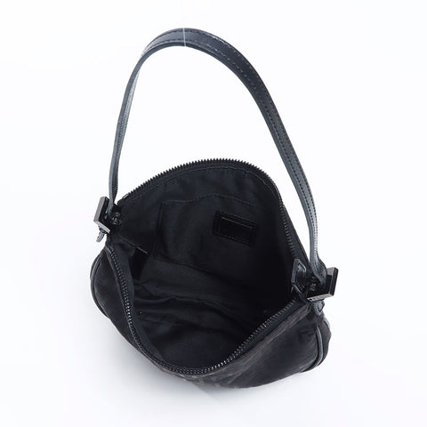 FENDI Zucchino Canvas Shoulder Bag black WS14660