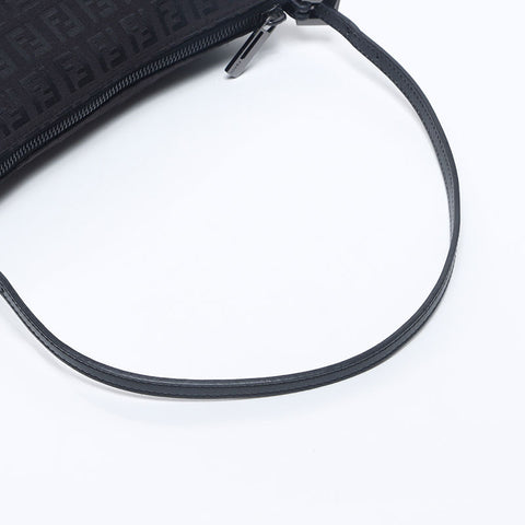 FENDI Zucchino Canvas Shoulder Bag black WS14660