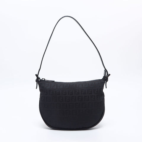 FENDI Zucchino Canvas Shoulder Bag black WS14660