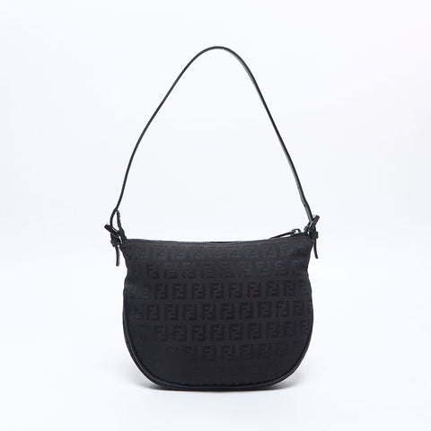 FENDI Zucchino Canvas Shoulder Bag black WS14660