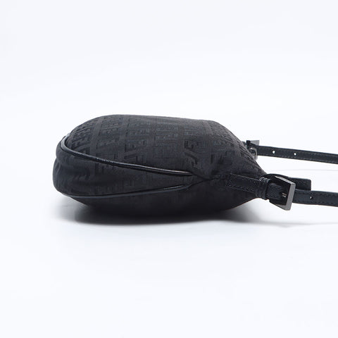 FENDI Zucchino Canvas Shoulder Bag black WS14660